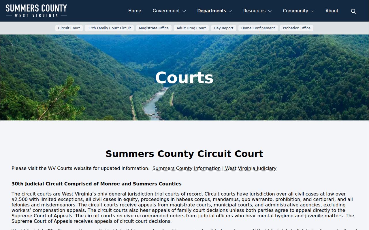 Summers County criminal court cases and local court services