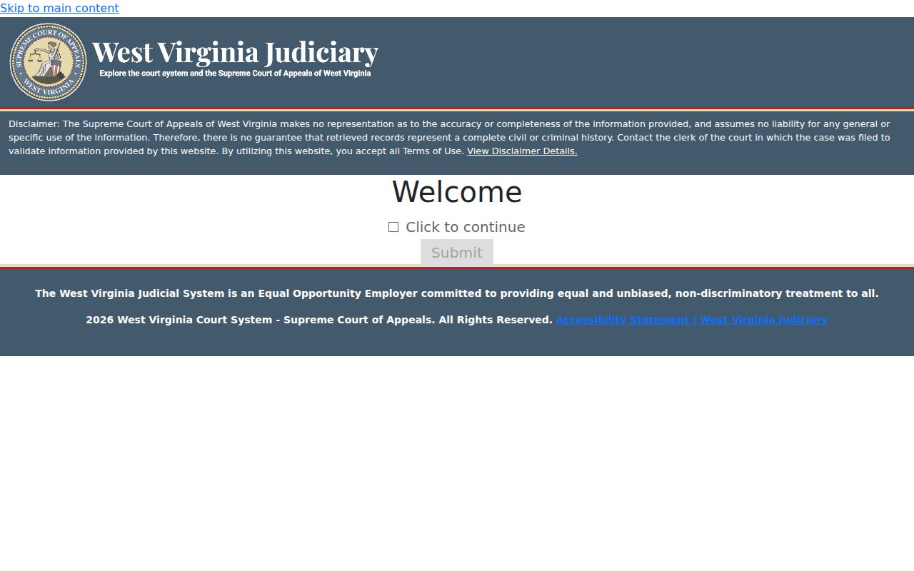 Summers County criminal case search disclaimer and CAPTCHA