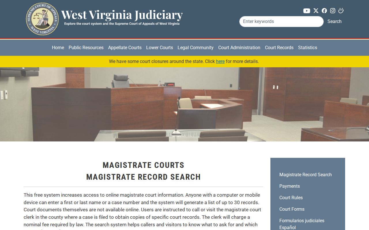 Official Summers County Magistrate criminal case search explanation