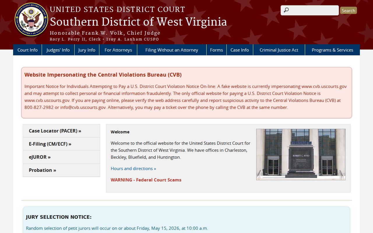 Federal court records used with Summers County criminal history research